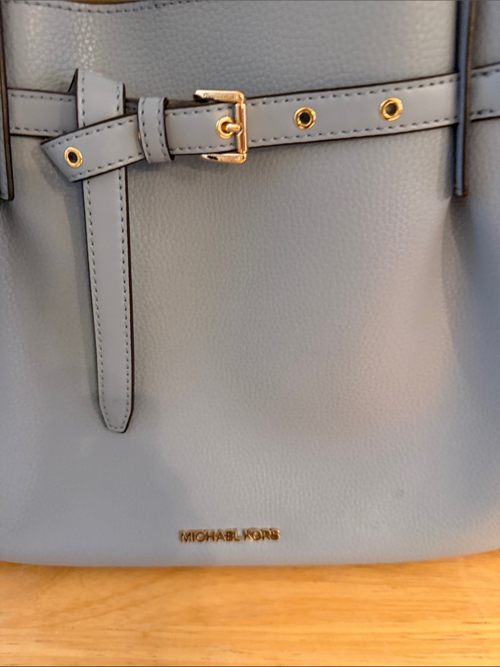 Michael Kors Periwinkle Blue Pebbled Leather Tote with Belt Detail - Picture 5 of 15